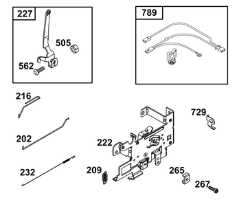 Controls Group Diagram and Parts List for 31R875-0038-B5  Briggs and Stratton Engine